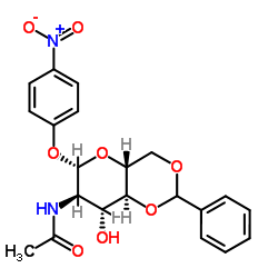 4-Nitrophenyl2-acetamido-2-deoxy-4,6-O-benzylidene-b-D-glucopyranoside结构式