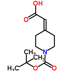 1-叔丁氧羰基哌啶-4-亚基乙酸结构式