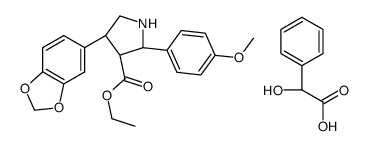 ethyl (2R,3R,4S)-4-(1,3-benzodioxol-5-yl)-2-(4-methoxyphenyl)pyrrolidin-1-ium-3-carboxylate,(2S)-2-hydroxy-2-phenylacetate结构式