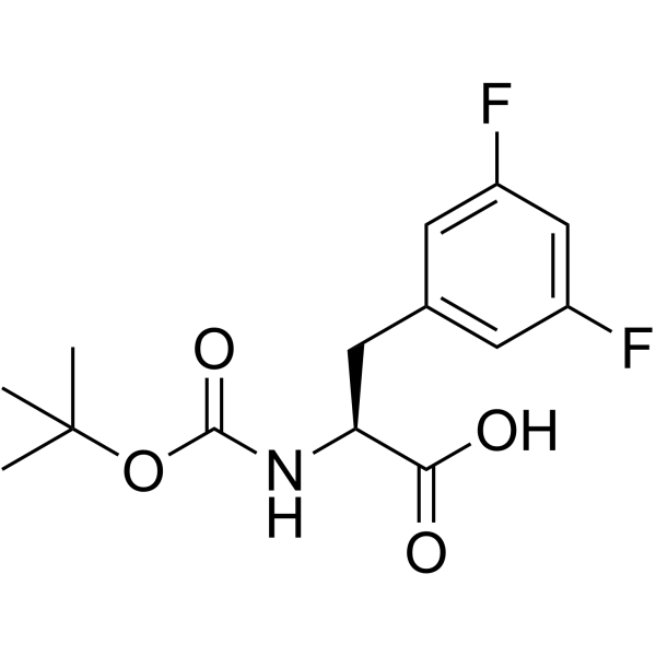 N-叔丁氧羰基-L-3,5-二氟苯丙氨酸结构式