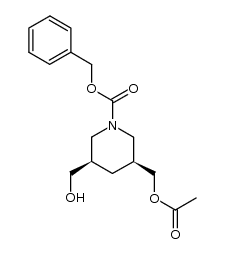 (3S,5R)-3-acetoxymethyl-5-hydroxymethylpiperidine-1-carboxylic acid benzyl ester结构式