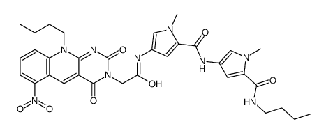 N-[5-(butylcarbamoyl)-1-methylpyrrol-3-yl]-4-[[2-(10-butyl-6-nitro-2,4-dioxopyrimido[4,5-b]quinolin-3-yl)acetyl]amino]-1-methylpyrrole-2-carboxamide结构式