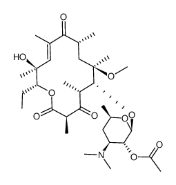 2'-O-acetyl-10,11-didehydro-11-deoxy-3-O-descladinosyl-3-oxo-6-O-methyl-erythromycin A结构式