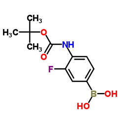4-N-叔丁氧羰基氨基-3-氟苯硼酸结构式