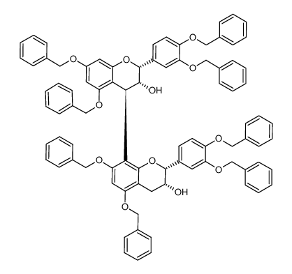 5,7,3',4'-tetra-O-benzyl-(-)-epicatechin-(4β,8)-[5,7,3',4'-tetra-O-benzyl-(-)-epicatechin]结构式