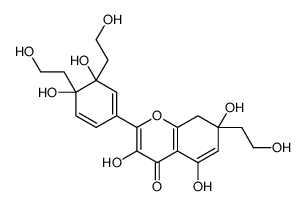 2-[3,4-dihydroxy-3,4-bis(2-hydroxyethyl)cyclohexa-1,5-dien-1-yl]-3,5,7-trihydroxy-7-(2-hydroxyethyl)-8H-chromen-4-one结构式