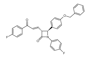 (3R,4S)-4-(4-(benzyloxy)phenyl)-1-(4-fluorophenyl)-3-(3-(4-fluorophenyl)-3-oxoprop-1-en-1-yl)azetidin-2-one结构式