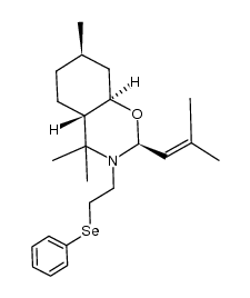 N-(phenylseleno)ethyl-2α-(2',2'-dimethylvinyl)-4,4,7α-trimethyl-trans-octahydro-1,3-benzoxazine结构式