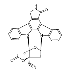 (5S,6S,8R)-6-cyano-5-methyl-13-oxo-5,6,7,8,14,15-hexahydro-13H-16-oxa-4b,8a,14-triaza-5,8-methanodibenzo[b,h]cycloocta[jkl]cyclopenta[e]-as-indacen-6-yl acetate结构式