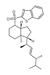 [1R-[1α,(1R*,2E,4R*),3aβ,4α,7aα]]-4-[(Benzothiazol-2-yl)sulfonyl]octahydro-7a-methyl-1-(1,4,5-trimethylhex-2-enyl)-1H-indene结构式