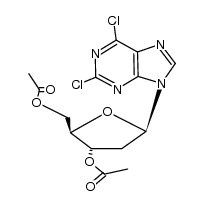 9-(3,5-di-O-acetyl-2-deoxy-β-D-erythro-pentofuranosyl)-2,6-dichloropurine结构式