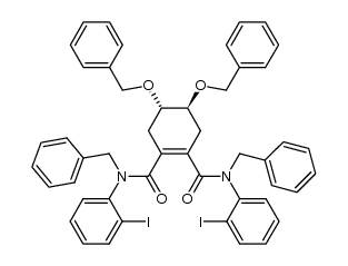 (4S,5S)-N1,N2-dibenzyl-4,5-bis(benzyloxy)-N1,N2-bis(2-iodophenyl)cyclohex-1-ene-1,2-dicarboxamide结构式