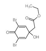 2,5-Cyclohexadiene-1-aceticacid, 3,5-dibromo-1-hydroxy-4-oxo-, ethyl ester结构式