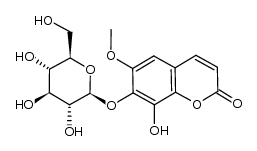 7-β-D-glucopyranosyloxy-8-hydroxy-6-methoxycoumarin结构式