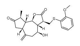 (3S,3aR,4S,6aR,9S,9aR,9bR)-4-hydroxy-3-(((2-methoxyphenyl)thio)methyl)-9-methyl-6-methyleneoctahydroazuleno[4,5-b]furan-2,8(3H,9bH)-dione结构式