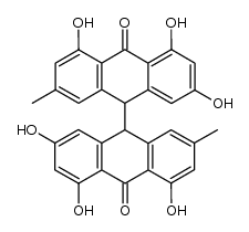 (meso+racem) 1,1',3,3',9,9'-Hexahydroxy-7,7'-dimethylbianthraquinoyl结构式