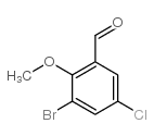 3-溴-5-氯-2-(甲基氧基)苯甲醛结构式