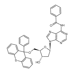 5'-O-(9-phenylthioxanthyl)-N6-benzoyl-2'-deoxyadenosine结构式