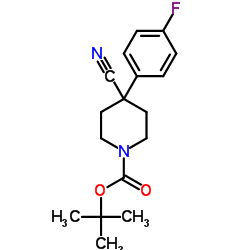 4-氰基-4-(4-氟苯基)哌啶-1-羧酸叔丁酯结构式