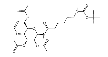 1N-(tert-butoxycarbonyl-6-aminohexanoyl)-2,3,4,6-tetra-O-acetyl-β-D-galactopyranosylamine结构式