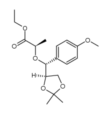 (R)-ethyl 2-((R)-((R)-2,2-dimethyl-1,3-dioxolan-4-yl)(4-methoxyphenyl)methoxy)propanoate结构式