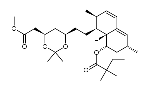 2,2-dimethyl-6(R)-(2-(8(S)-(2,2-dimethylbutyryloxy)-2(S),6(R)-dimethyl-1,2,6,7,8,8a(R)-hexahydronaphthyl-1(S))ethyl)-4(R)-(methyloxycarbonyl)methyl-1,3-dioxane结构式