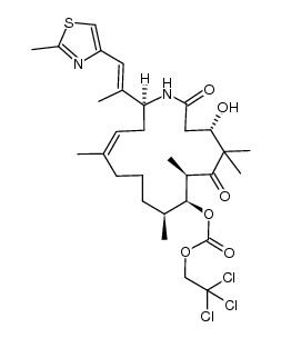 (4S,7R,8S,9S,16S,Z)-4-hydroxy-5,5,7,9,13-pentamethyl-16-((E)-1-(2-methylthiazol-4-yl)prop-1-en-2-yl)-2,6-dioxoazacyclohexadec-13-en-8-yl (2,2,2-trichloroethyl) carbonate结构式