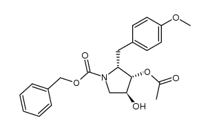 (2R,3S,4S)-3-acetoxy-N-(benzyloxycarbonyl)-4-hydroxy-2-(4-methoxybenzyl)pyrrolidine结构式