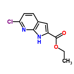 6-氯-1H-吡咯并[2,3-B]吡啶-2-甲酸乙酯结构式