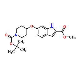 6-(1-boc-哌啶-4-基氧基)吲哚-2-羧酸甲酯结构式