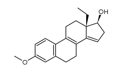 dl-3-Methoxy-13β-ethyl-gona-1,3,5(10),8,14-pentaen-17β-ol结构式
