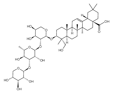 hederagenin 3-O-β-D-xylosyl(1->3)-α-L-rhamnosyl(1->2)-α-L-arabinoside结构式