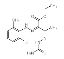 Butanoic acid,3-[2-(aminothioxomethyl)hydrazinylidene]-2-[2-(2-chloro-6-methylphenyl)hydrazinylidene]-,ethyl ester结构式