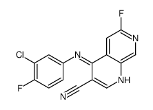 4-(3-chloro-4-fluorophenylamino)-6-fluoro-1,7-naphthyridine-3-carbonitrile结构式