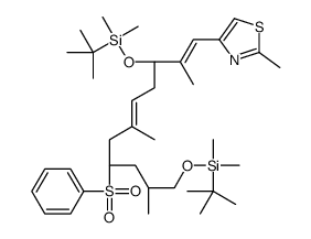 4-[((1E,3S,5Z,8R/S,10S)-3,11-Bis-{[叔丁基(二甲基)甲硅烷基]氧基}-2,6,10-三甲基-8-(苯磺酰基)undeca-1,5-二烯基]-2-甲基-1,3-噻唑结构式