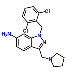 1-(2,6-二氯苄基)-3-吡咯烷-1-甲基-1H-吲唑-6-胺结构式