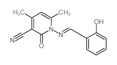 3-Pyridinecarbonitrile,1,2-dihydro-1-[[(2-hydroxyphenyl)methylene]amino]-4,6-dimethyl-2-oxo-结构式
