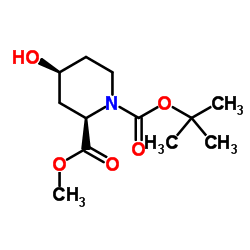 (2R,4S)-N-BOC-4-羟基哌啶-2-甲酸甲酯结构式