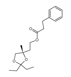3-phenylpropionic acid (4S)-2-(2,2-diethyl-4-methyl-[1,3]dioxolan-4-yl)ethyl ester结构式