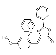 4-[(4-methoxy-2-phenylmethoxy-phenyl)methyl]-2-phenyl-4H-1,3-oxazol-5-one结构式