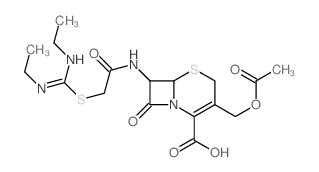 3-(acetyloxymethyl)-7-[[2-(N,N-diethylcarbamimidoyl)sulfanylacetyl]amino]-8-oxo-5-thia-1-azabicyclo[4.2.0]oct-2-ene-2-carboxylic acid结构式