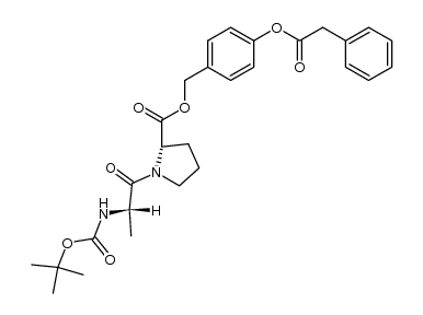 4-(2-phenylacetoxy)benzyl (tert-butoxycarbonyl)-L-alanyl-L-prolinate结构式