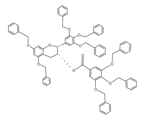 (-)-(2R,3R)-cis-5,7-bis(benzyloxy)-2-[3,4,5-tris(benzyloxy)phenyl]chroman-3-yl 3,4,5-tris(benzyloxy)benzoate结构式