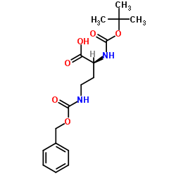 N-α-t-Butoxycarbonyl-N-γ-carbobenzoxy-L-α,γ-diaminobutyric acid结构式