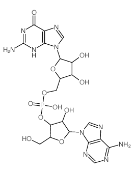 [5-(2-amino-6-oxo-3H-purin-9-yl)-3,4-dihydroxy-oxolan-2-yl]methoxy-[5-(6-aminopurin-9-yl)-4-hydroxy-2-(hydroxymethyl)oxolan-3-yl]oxy-phosphinic acid结构式