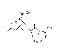 (2R,4S,5R)-5-[(1R,2S)-1-acetamido-2-methoxy-2-methylpentyl]-4-[(Z)-prop-1-enyl]pyrrolidine-2-carboxylic acid结构式
