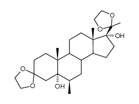 6β-Methyl-3,20-bis-ethylendioxy-pregnandiol-(5α,17α)-11-on结构式