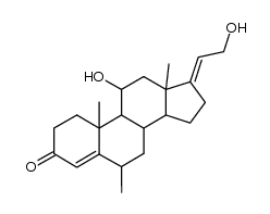 11-beta,21-dihydroxy-6-alpha-methylpregna-4,17(20)-dien-3-one结构式