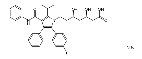 [R-(R*,R*)]-2-(4-fluorophenyl)-β,δ-dihydroxy-5-(1-methylethyl)-3-phenyl-4-[(phenylamino)carbonyl]-1H-pyrrole-1-heptanoic acid, ammonium salt结构式