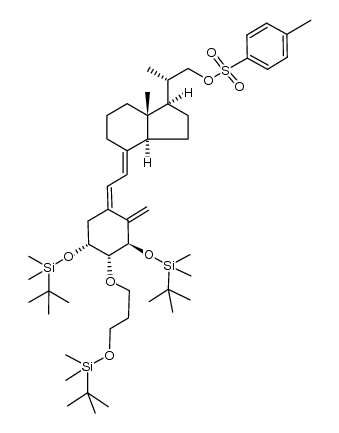 (1α,2β,3β,5Z,7E,20S)-1,3-bis[(1,1-dimethylethyl)dimethyl-silyloxy]-2-[3-[(1,1-dimethylethyl)dimethylsilyloxy]propoxy]-9,10-secopregna-5,7,10(19)-triene-20-methyl 4-methylbenzenesulfonate结构式